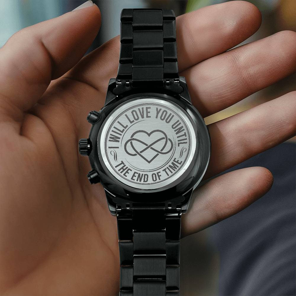Until the End of Time Men's Black Chronograph Watch