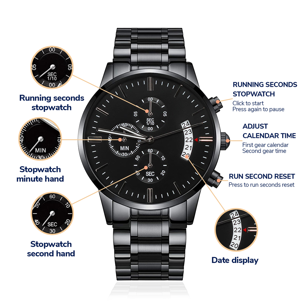 Until the End of Time Men's Black Chronograph Watch