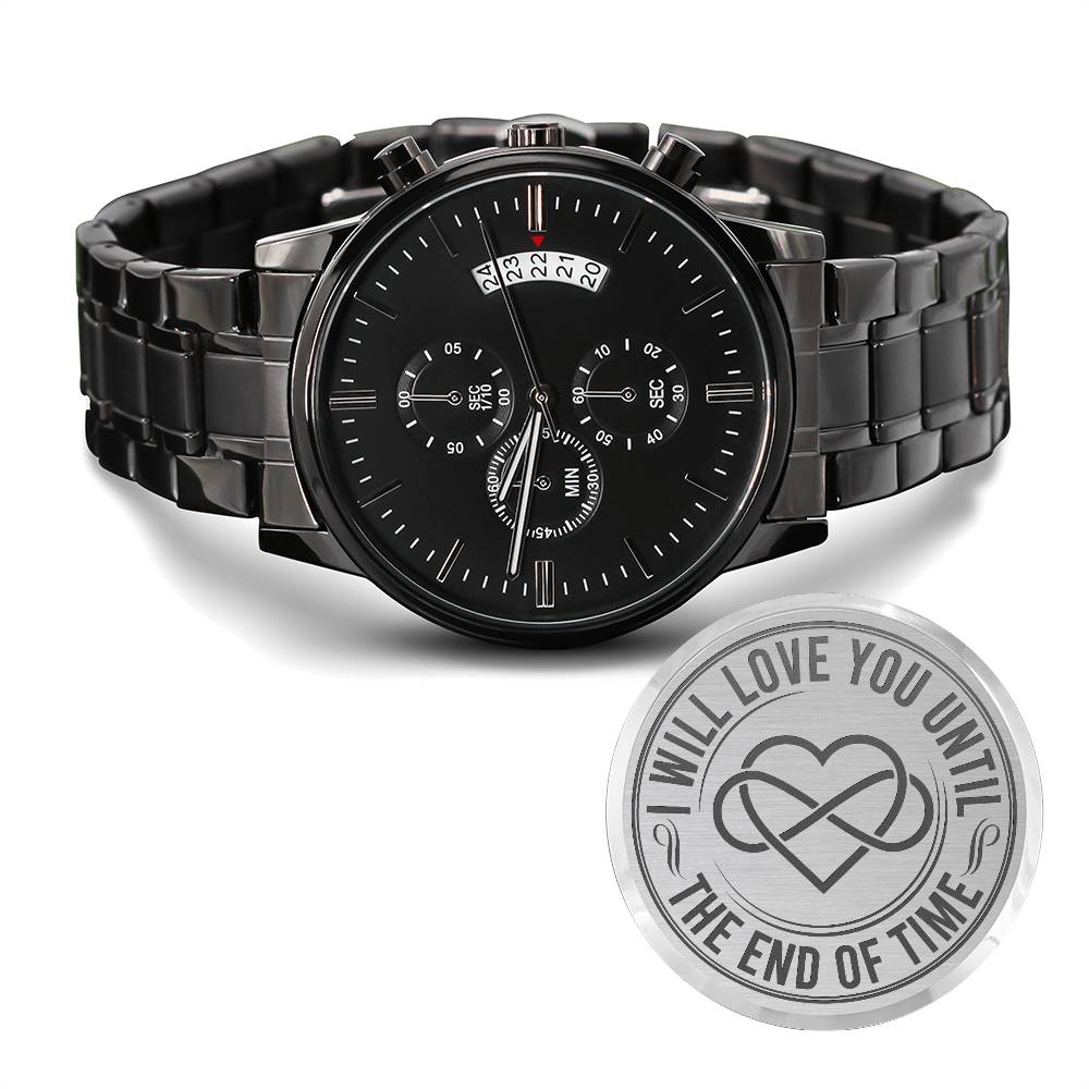 Until the End of Time Men's Black Chronograph Watch