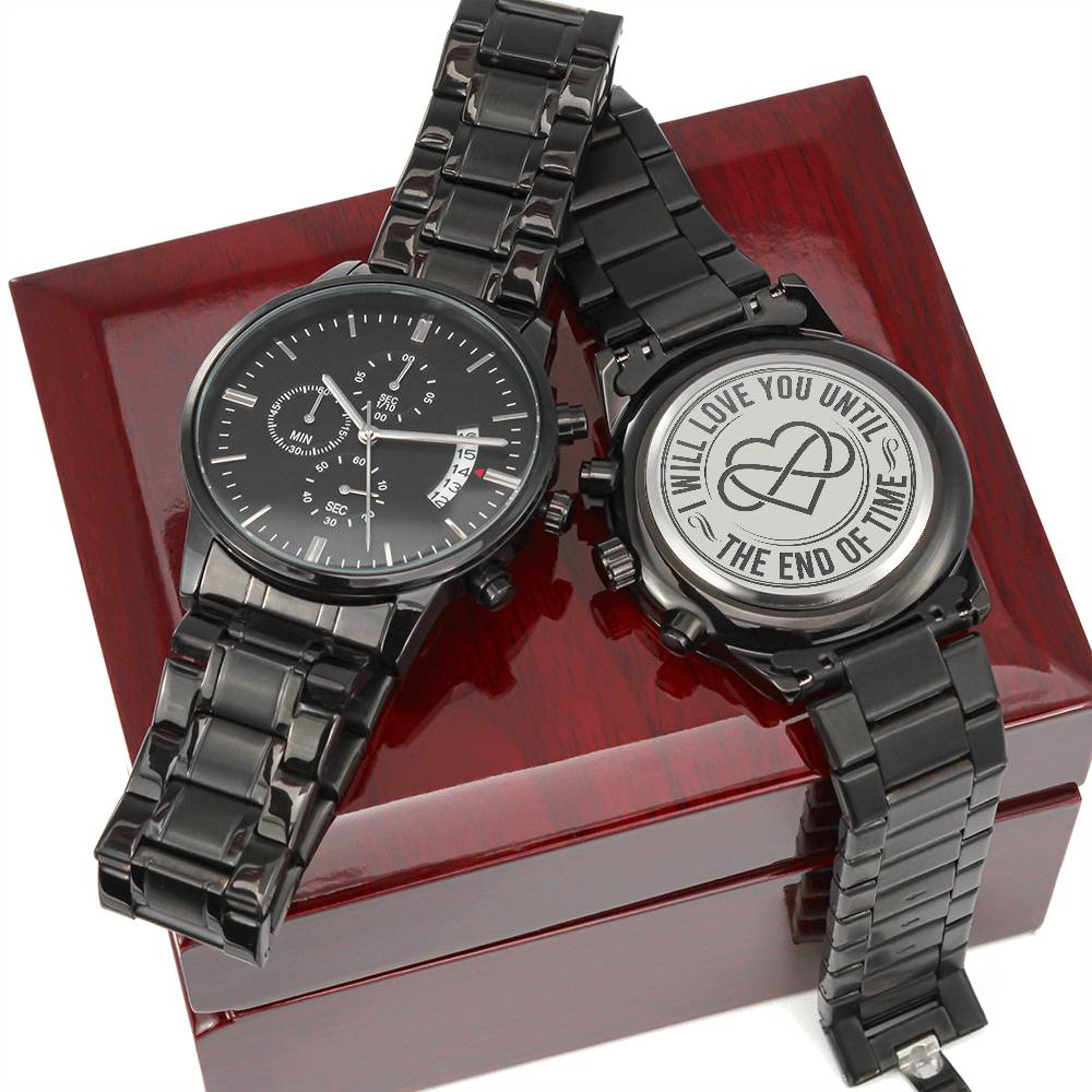 Until the End of Time Men's Black Chronograph Watch