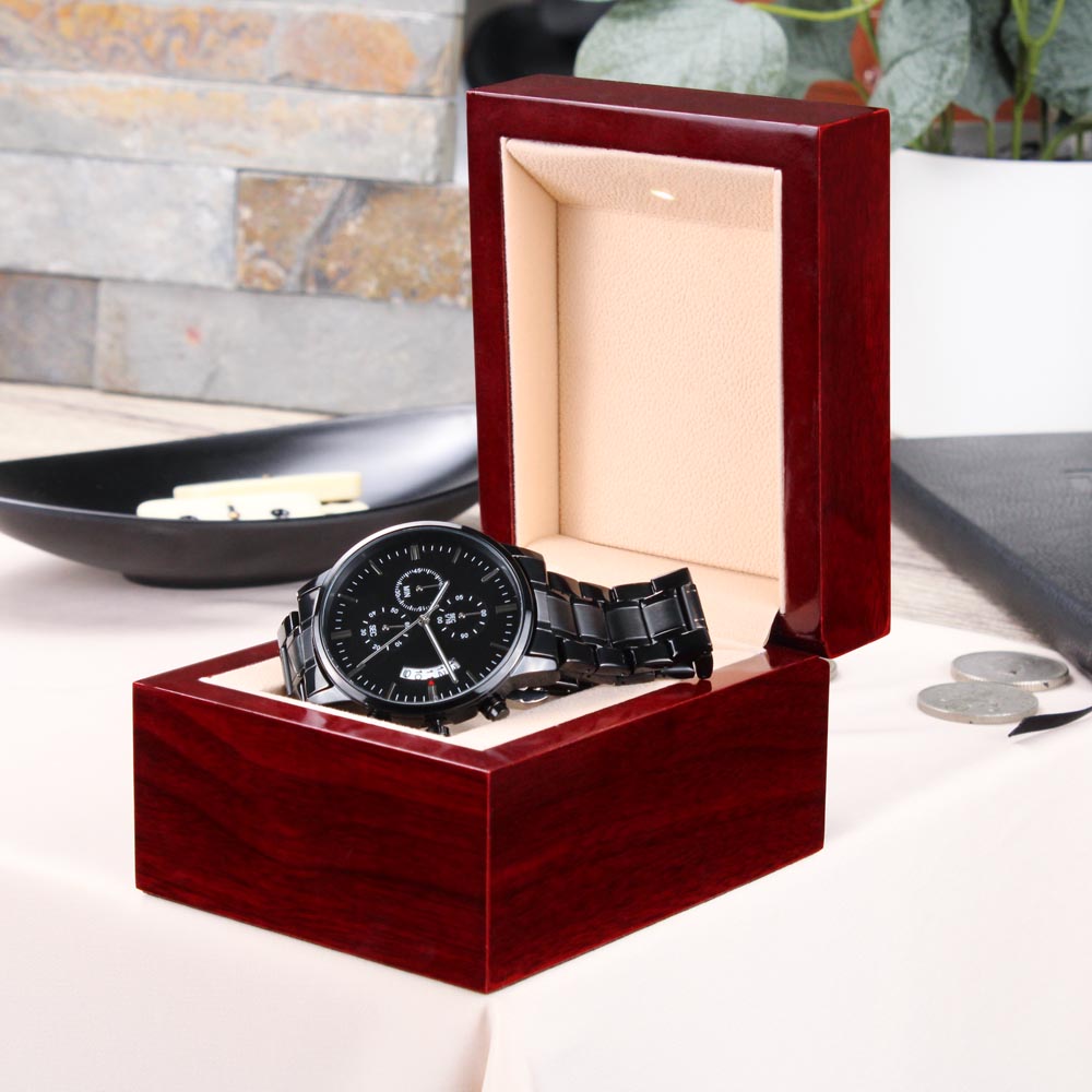Until the End of Time Men's Black Chronograph Watch