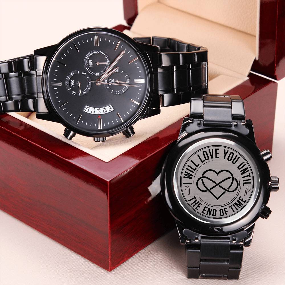 Until the End of Time Men's Black Chronograph Watch