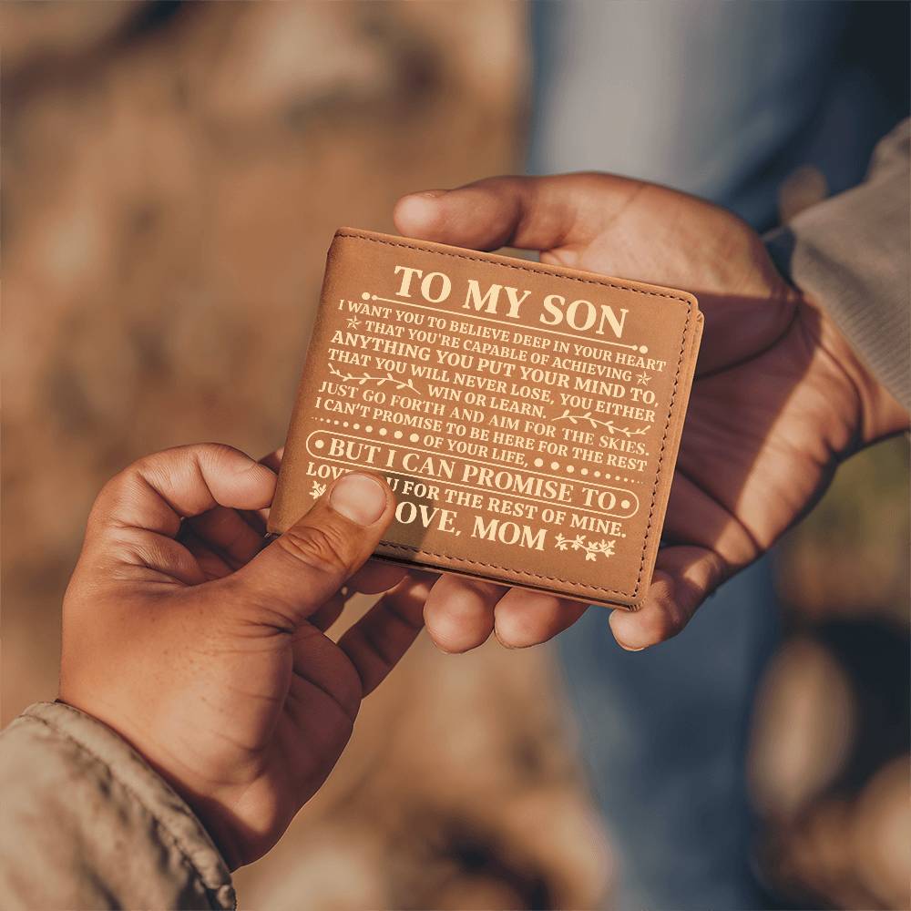 To My Son Promise Leather Wallet – Yellow Design