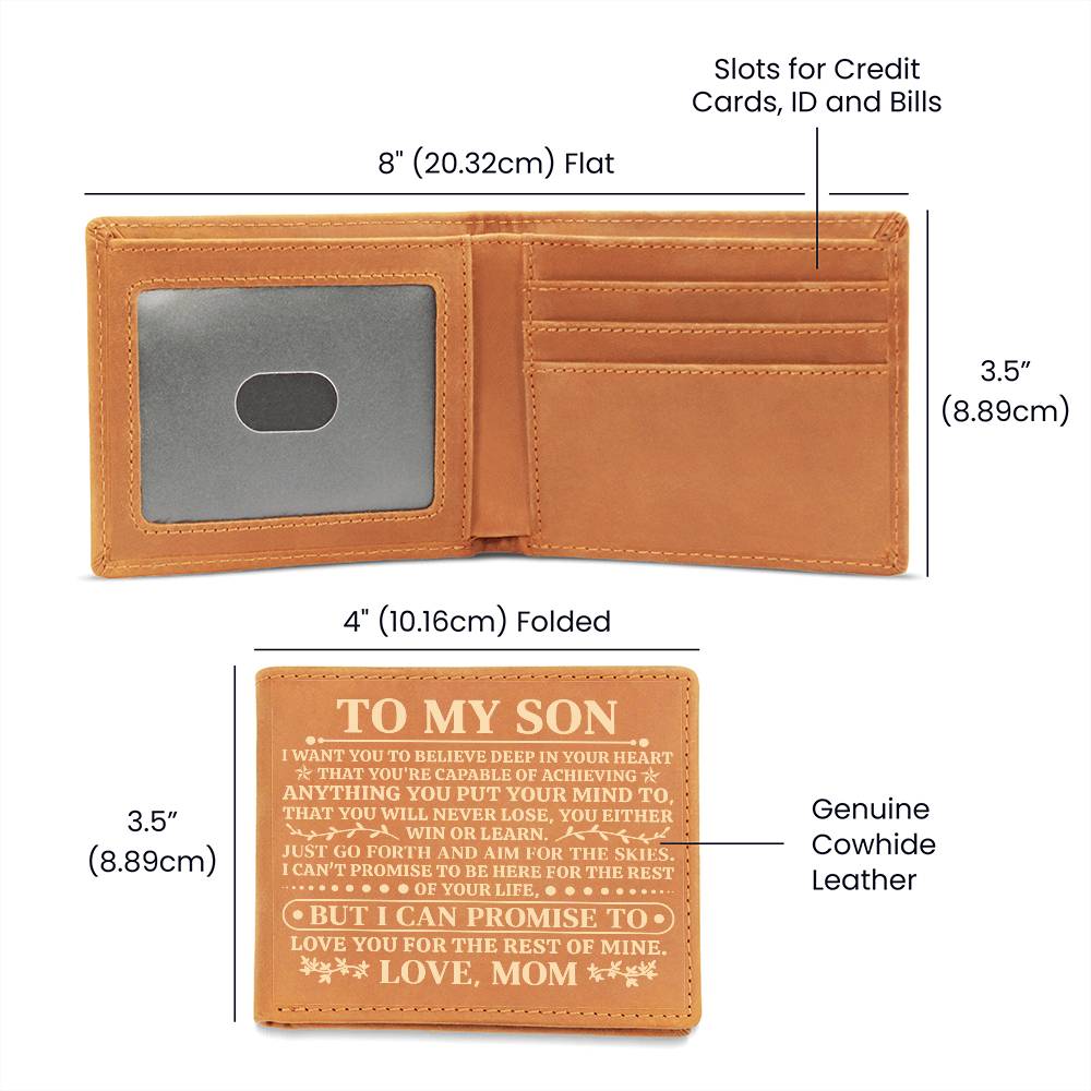 To My Son Promise Leather Wallet – Yellow Design