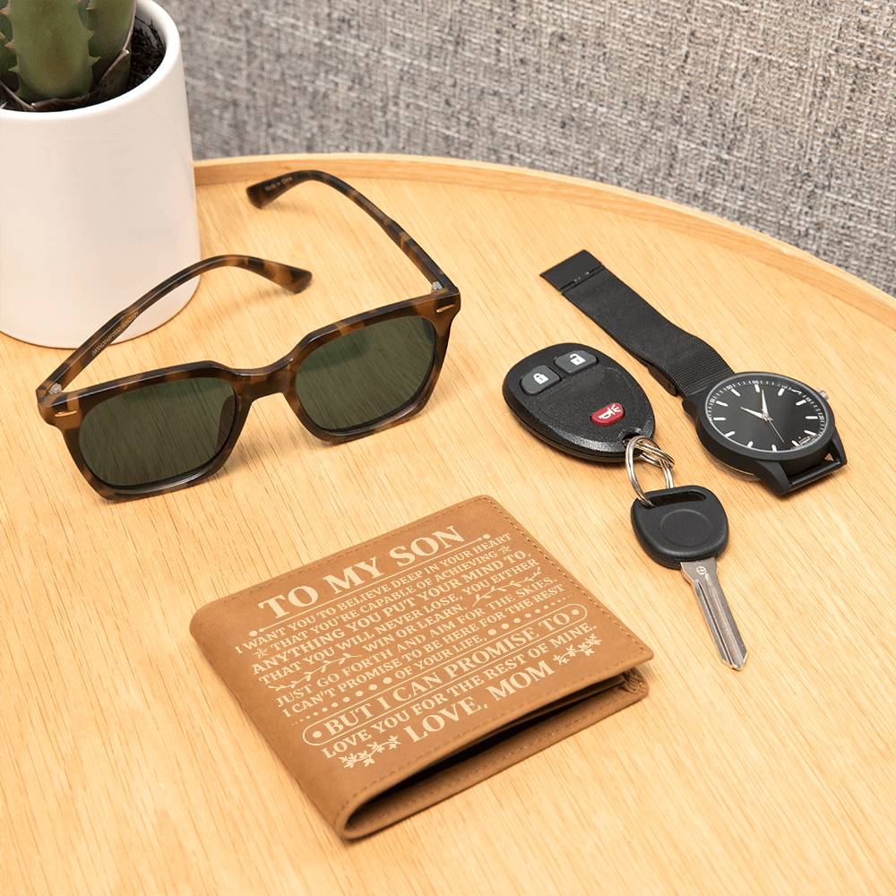 To My Son Promise Leather Wallet – Yellow Design