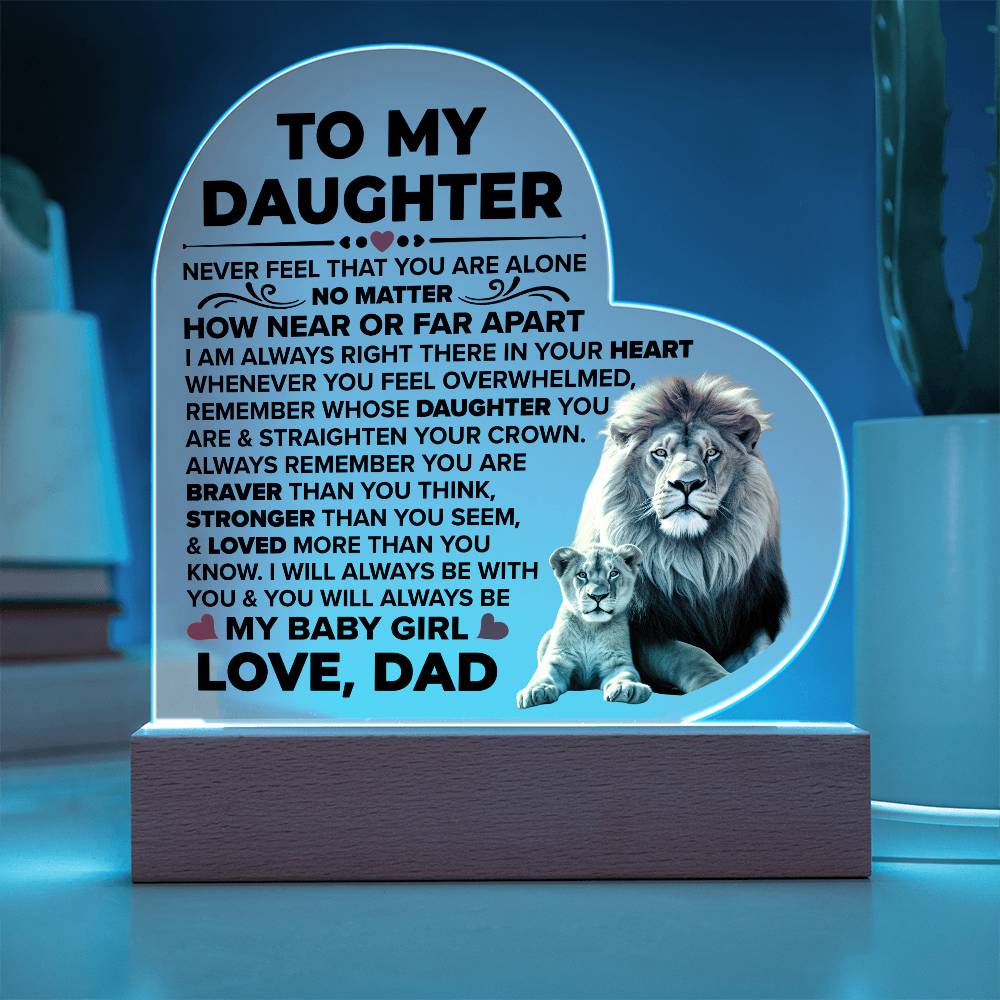 Daughter Braver LED Heart Plaque