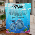 To Mom Dolphin Fleece Blanket