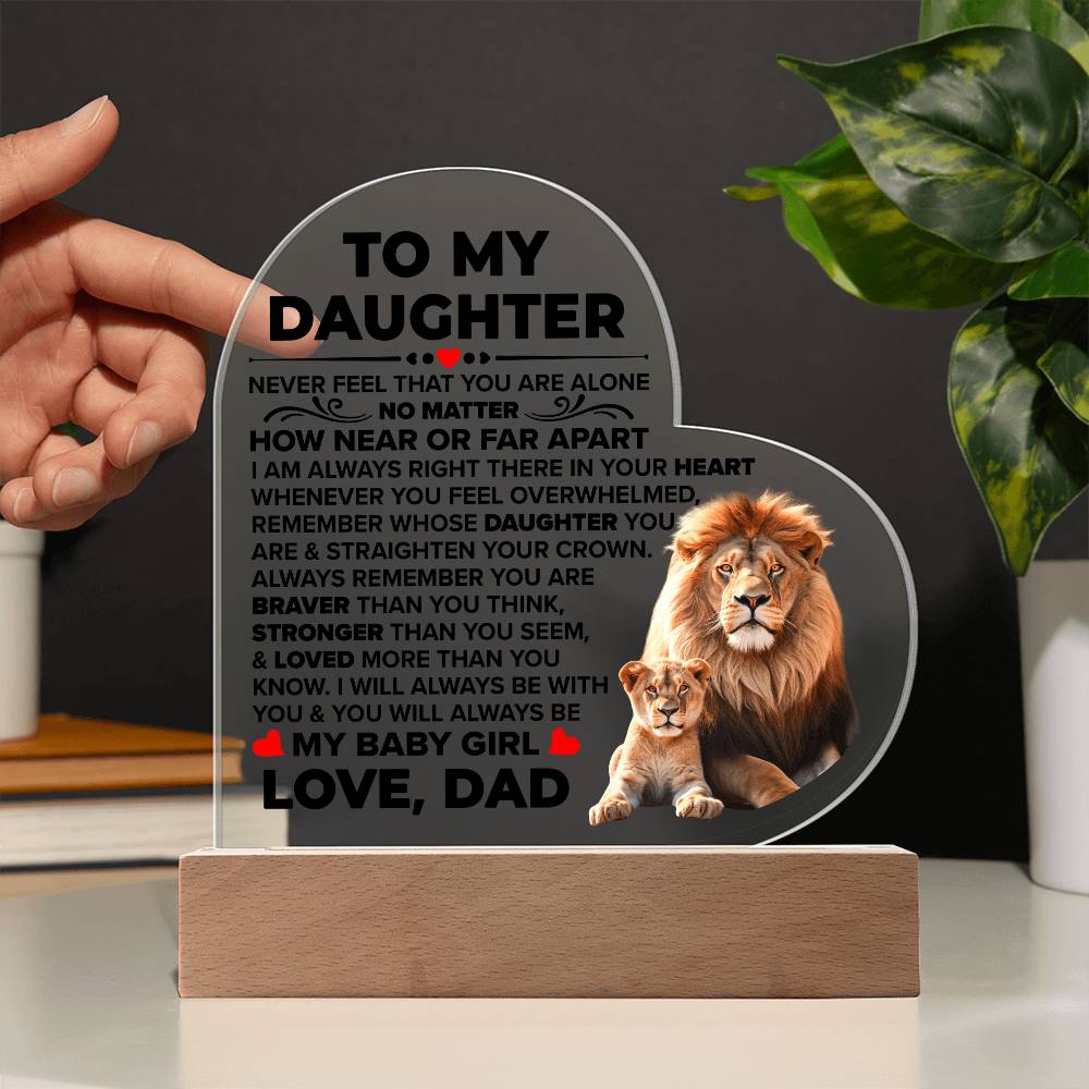 Daughter Braver LED Heart Plaque