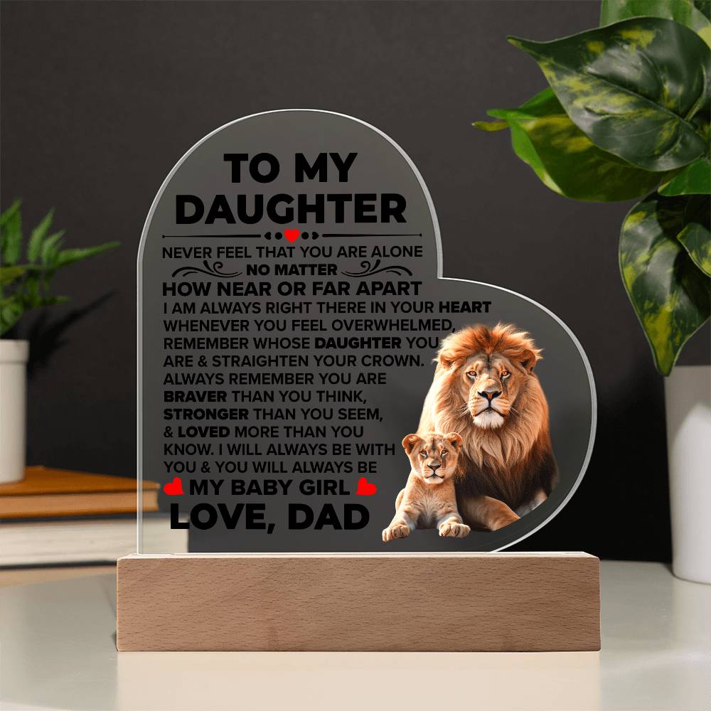Daughter Braver LED Heart Plaque