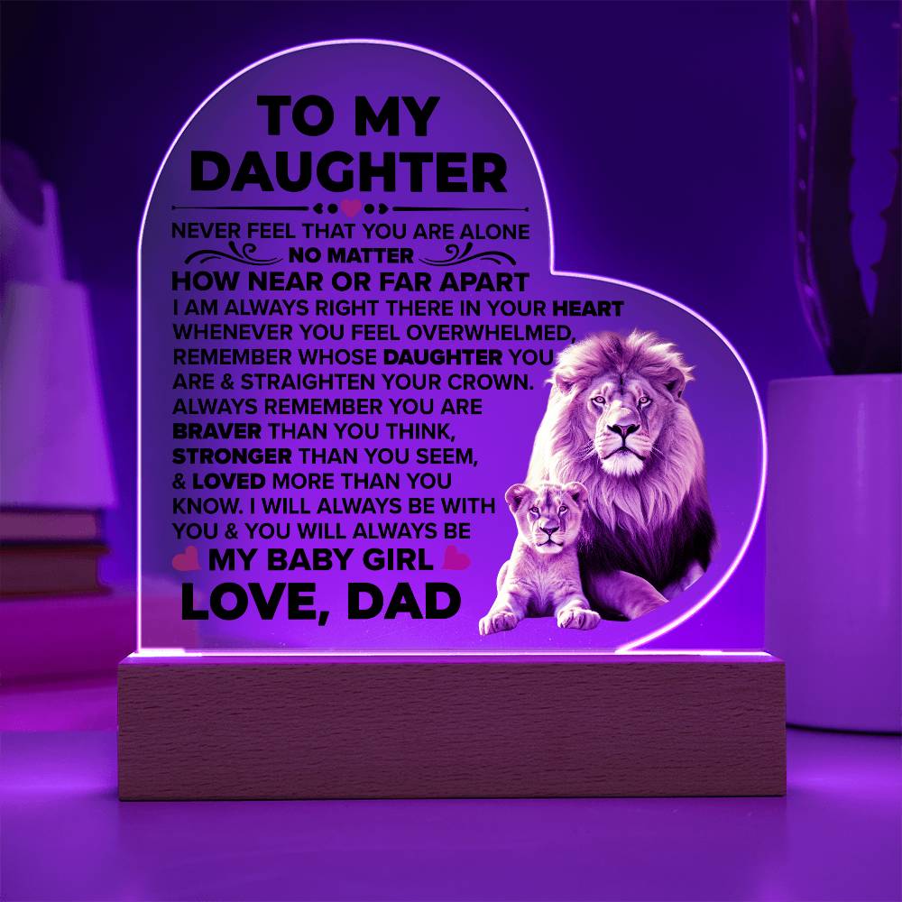 Daughter Braver LED Heart Plaque