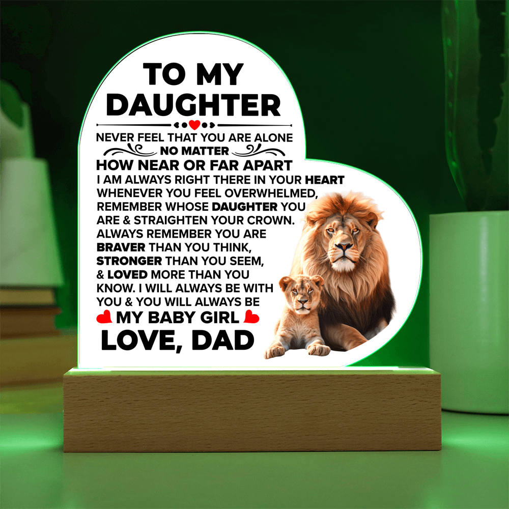 Daughter Braver LED Heart Plaque