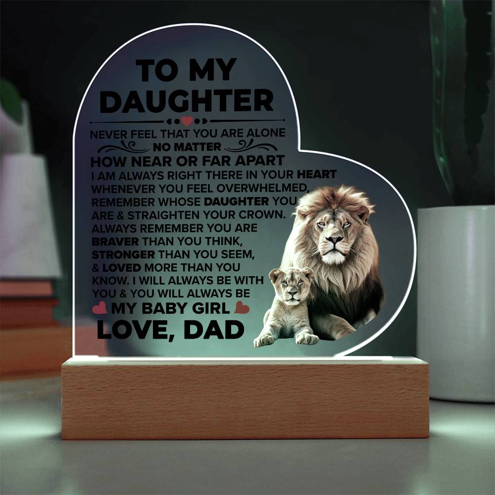 Daughter Braver LED Heart Plaque