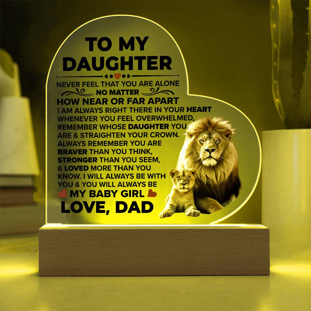 Daughter Braver LED Heart Plaque